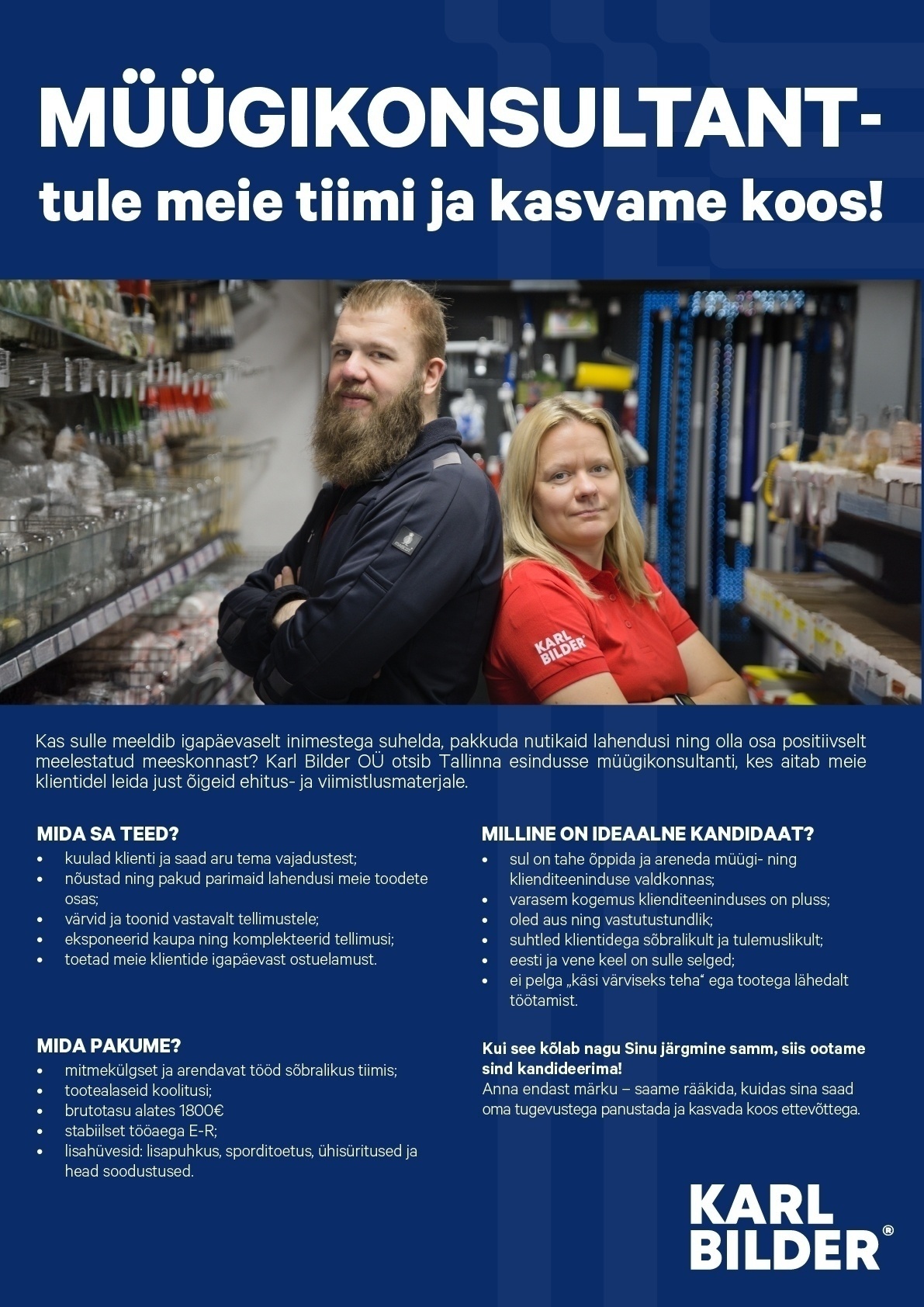 Karl Bilder OÜ Müügikonsultant Tallinna esindusse