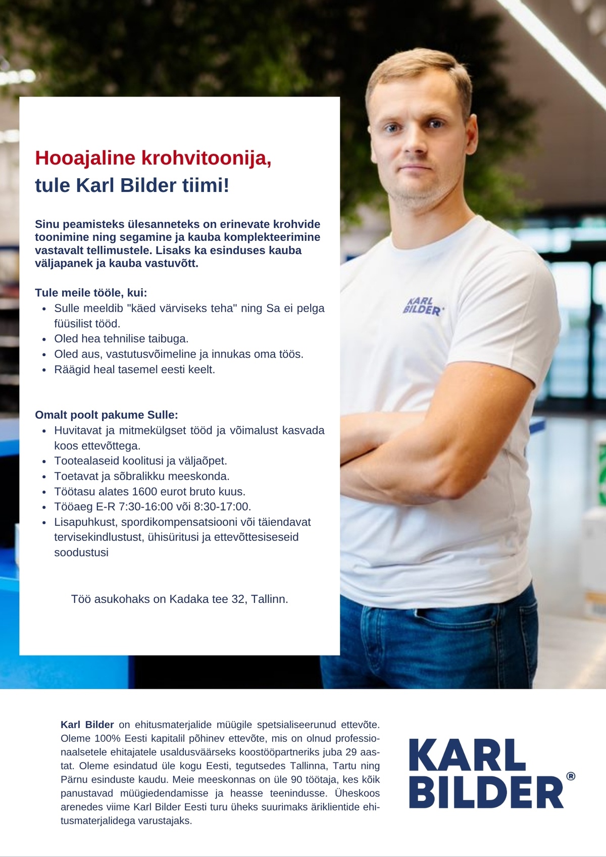 Karl Bilder OÜ Ajutine krohvitoonija Tallinna esinduses