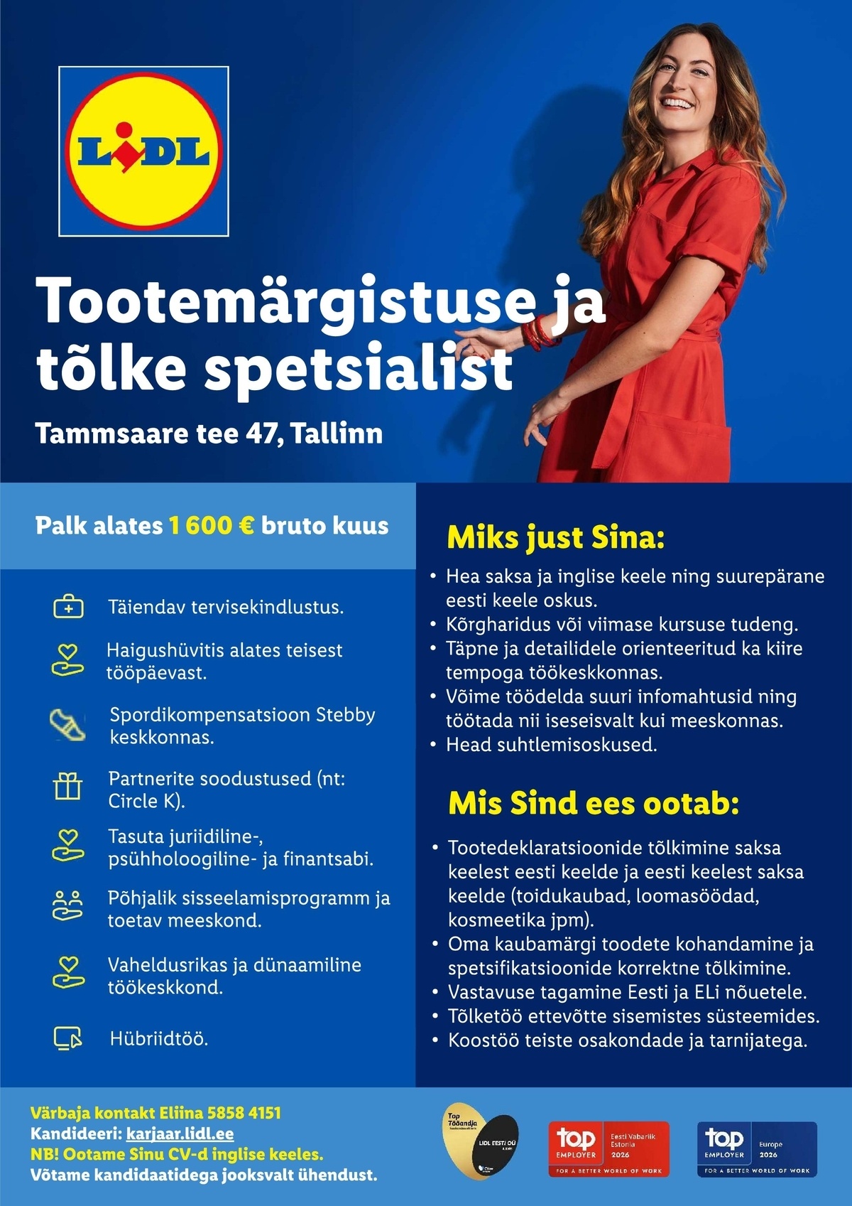 Lidl Eesti OÜ Tootemärgistuse ja tõlke spetsialist