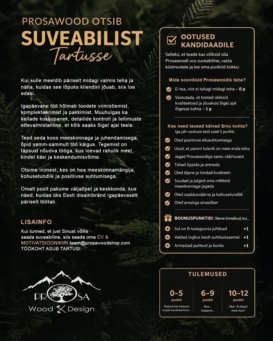 PROSAWOOD OÜ Suveabiline - Poole kohaga/täiskohaga