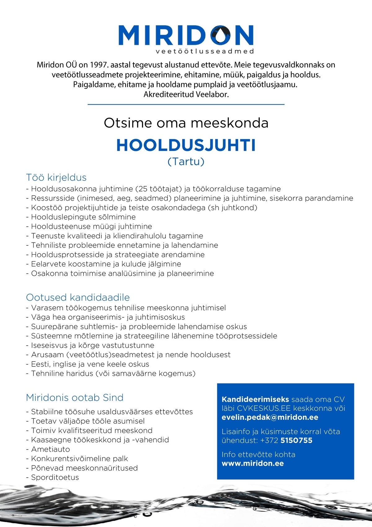 Miridon OÜ Hooldusjuht