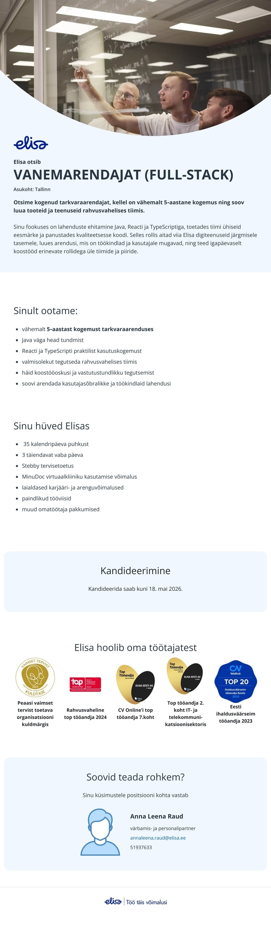 Elisa Eesti AS Vanemarendaja