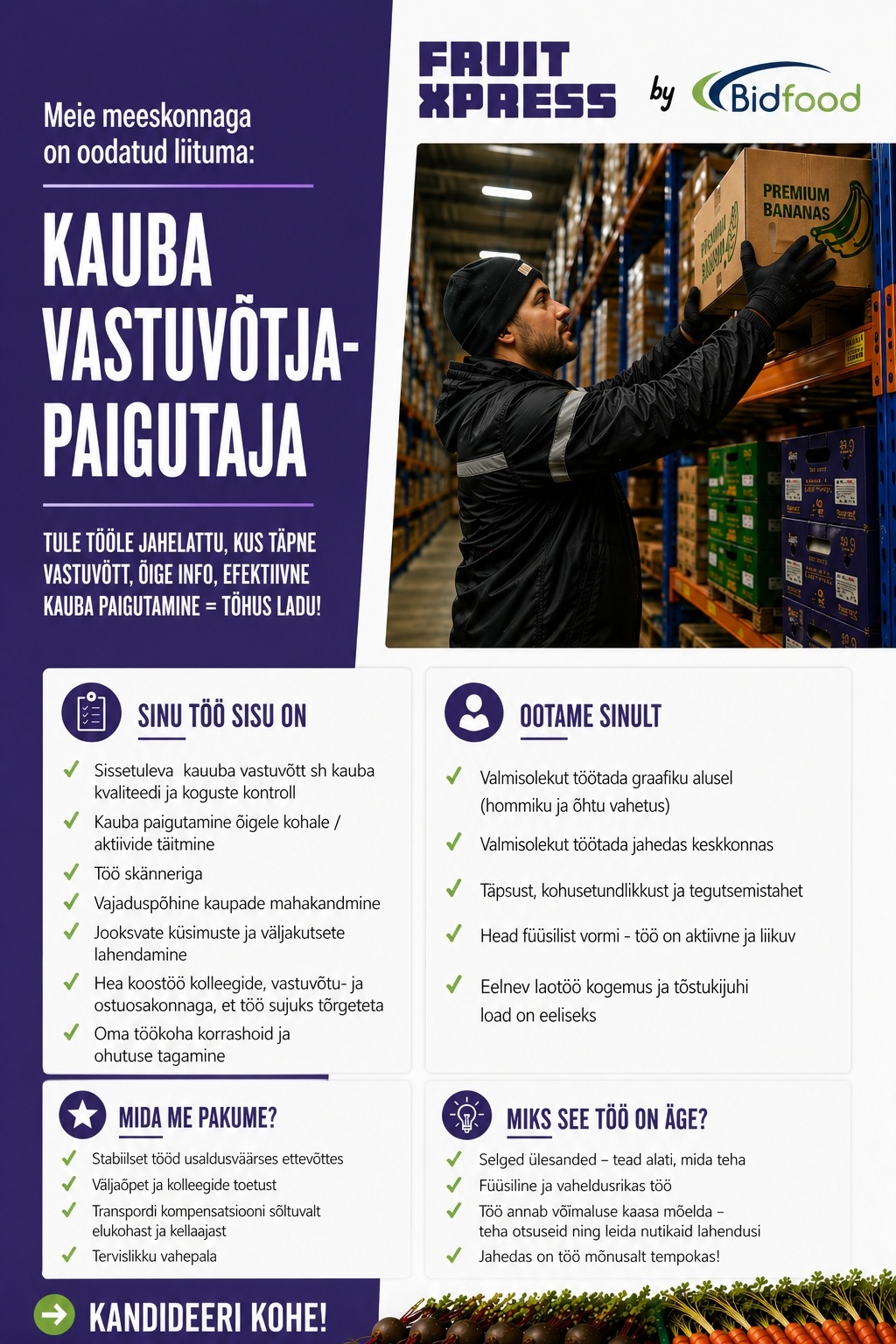 FRUIT XPRESS OÜ Kauba vastuvõtja - paigutaja