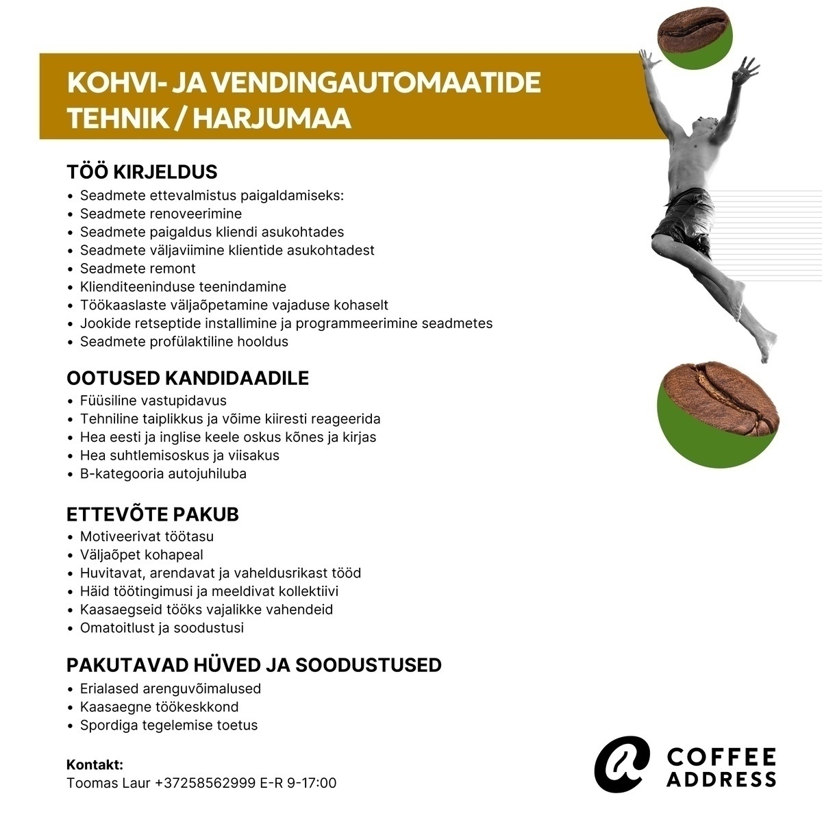 Coffee Address OÜ Kohvi- ja vendingautomaatide tehnik