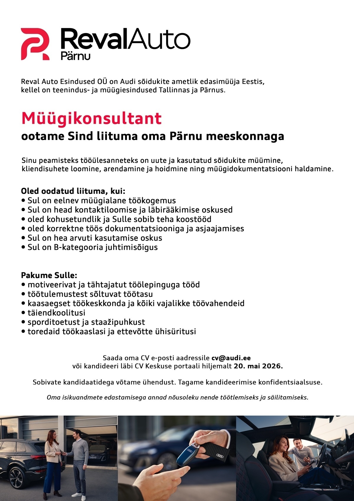 REVAL AUTO ESINDUSED OÜ Müügikonsultant