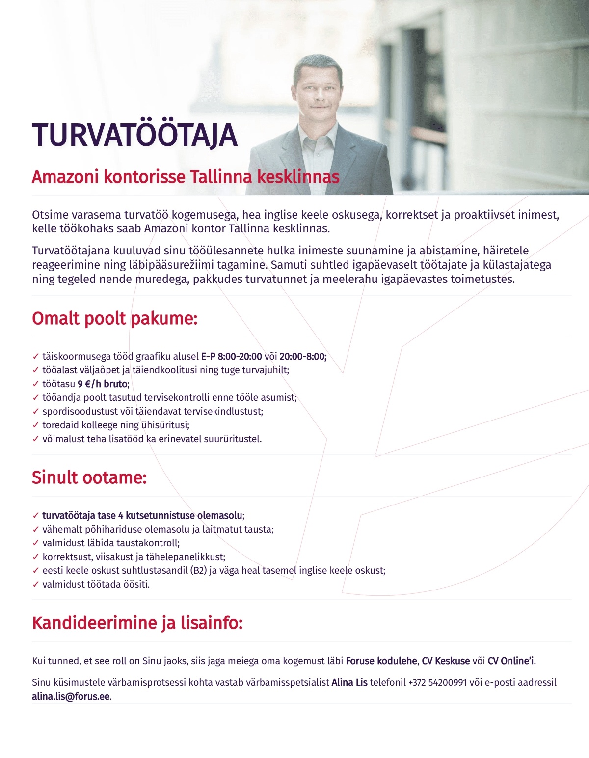 Forus Security AS Turvatöötaja Amazoni kontorisse Tallinna kesklinnas