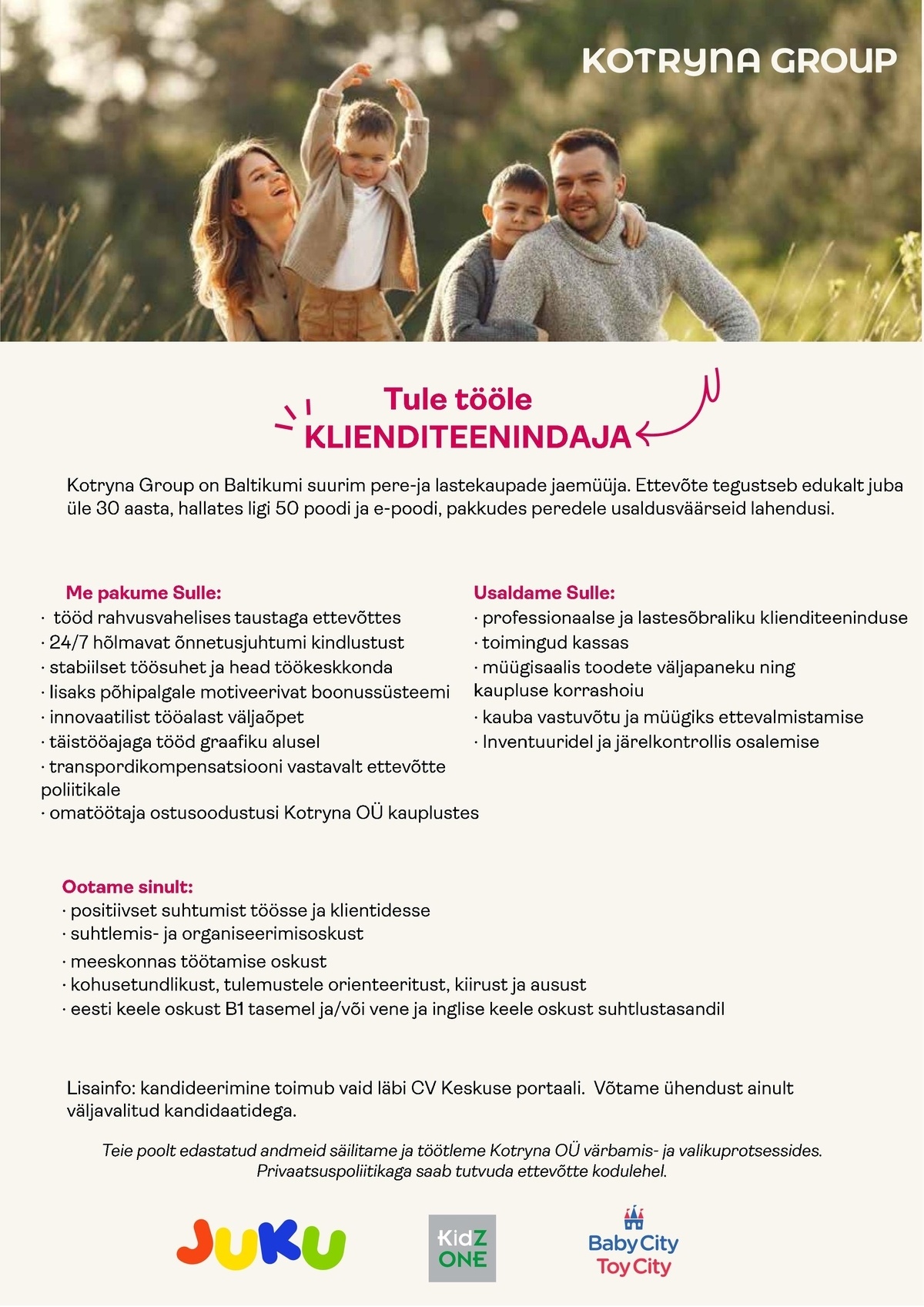 Kotryna OÜ Kurna park BabyCity/ToyCity kaupluse klienditeenindaja