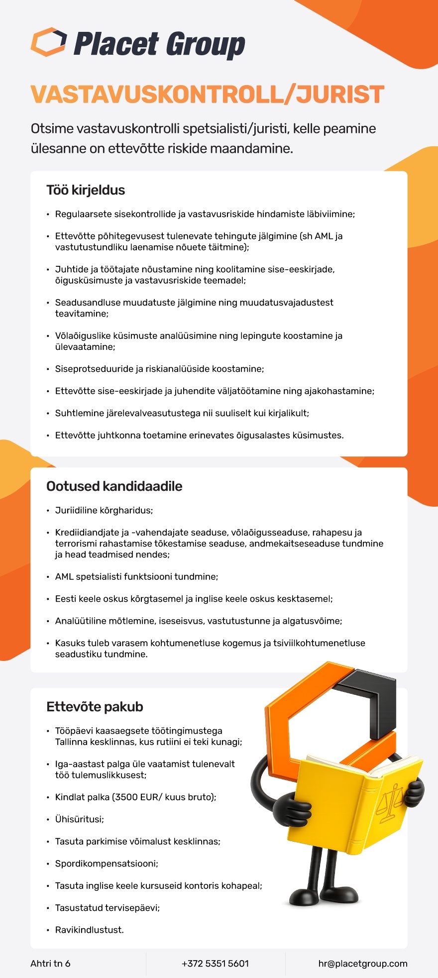 PLACET GROUP OÜ VASTAVUSKONTROLL/JURIST