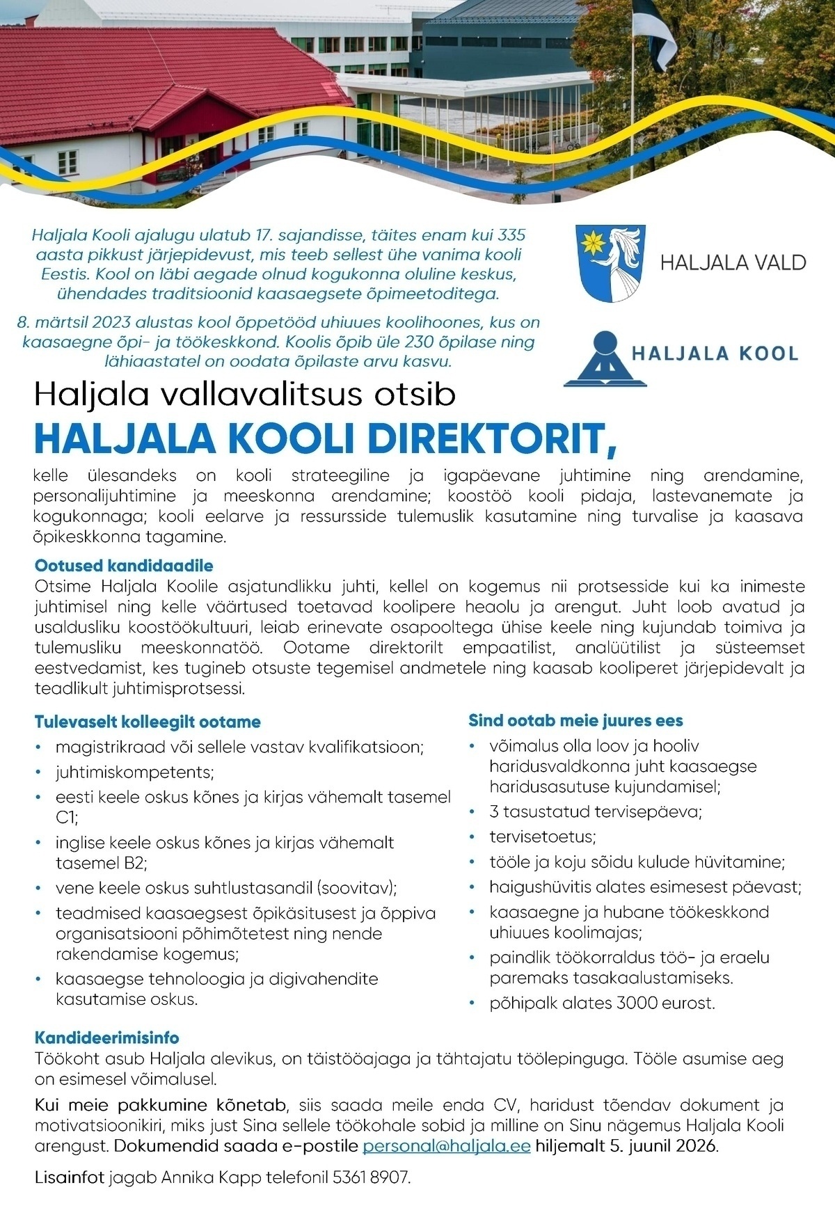 Haljala Vallavalitsus HALJALA KOOLI DIREKTOR