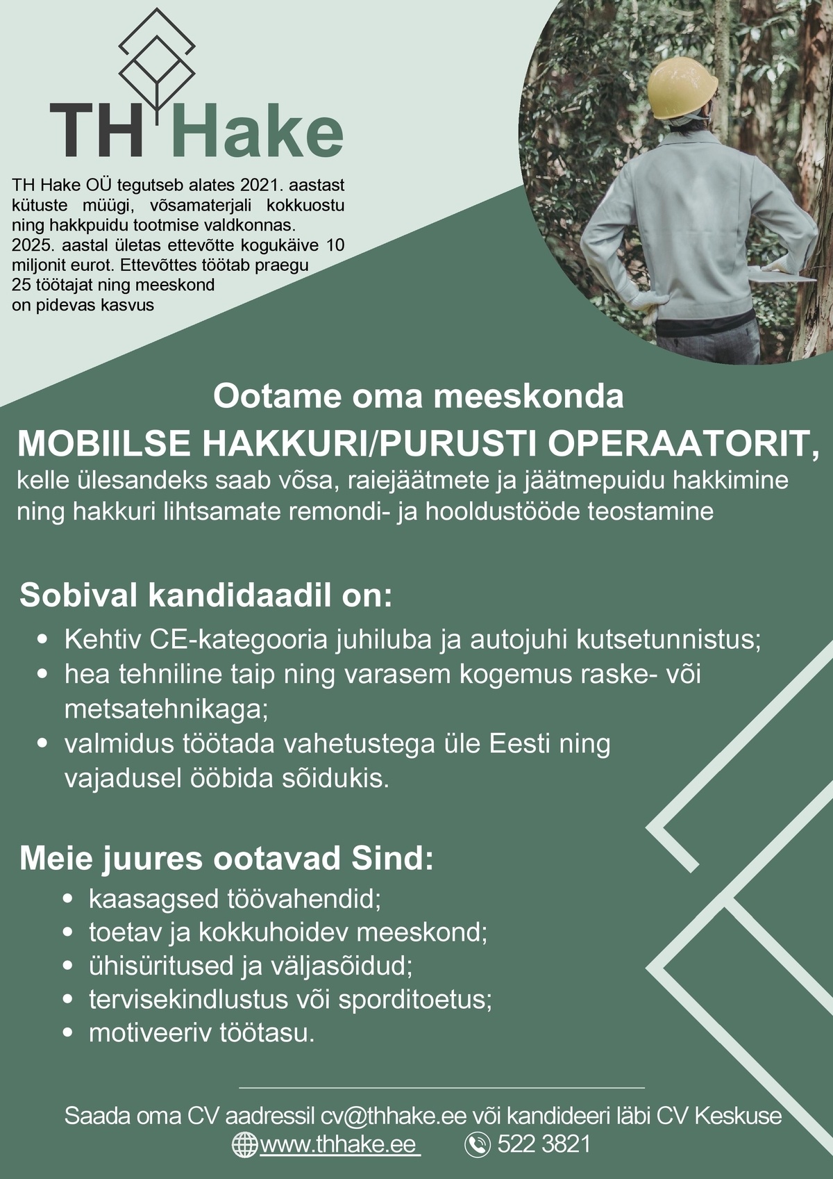 TH Hake OÜ Mobiilse hakkuri / purusti operaator