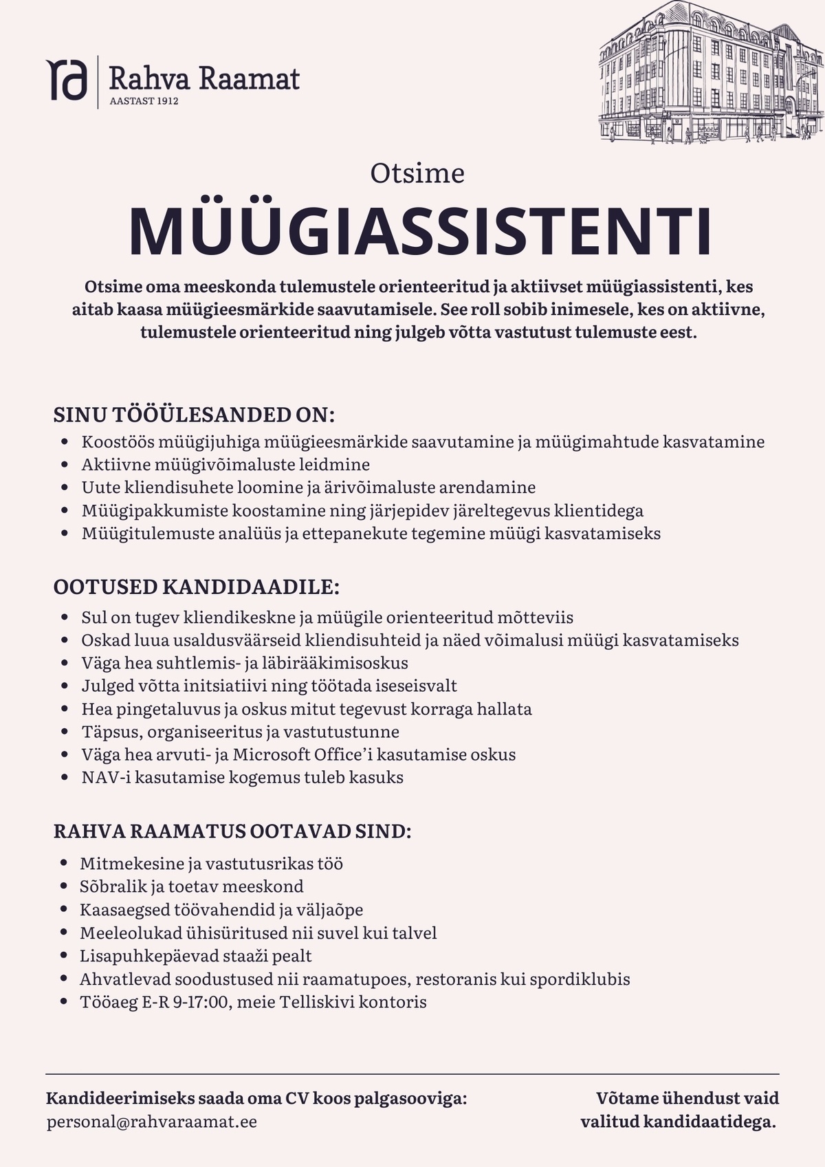 Rahva Raamat AS Müügiassistent