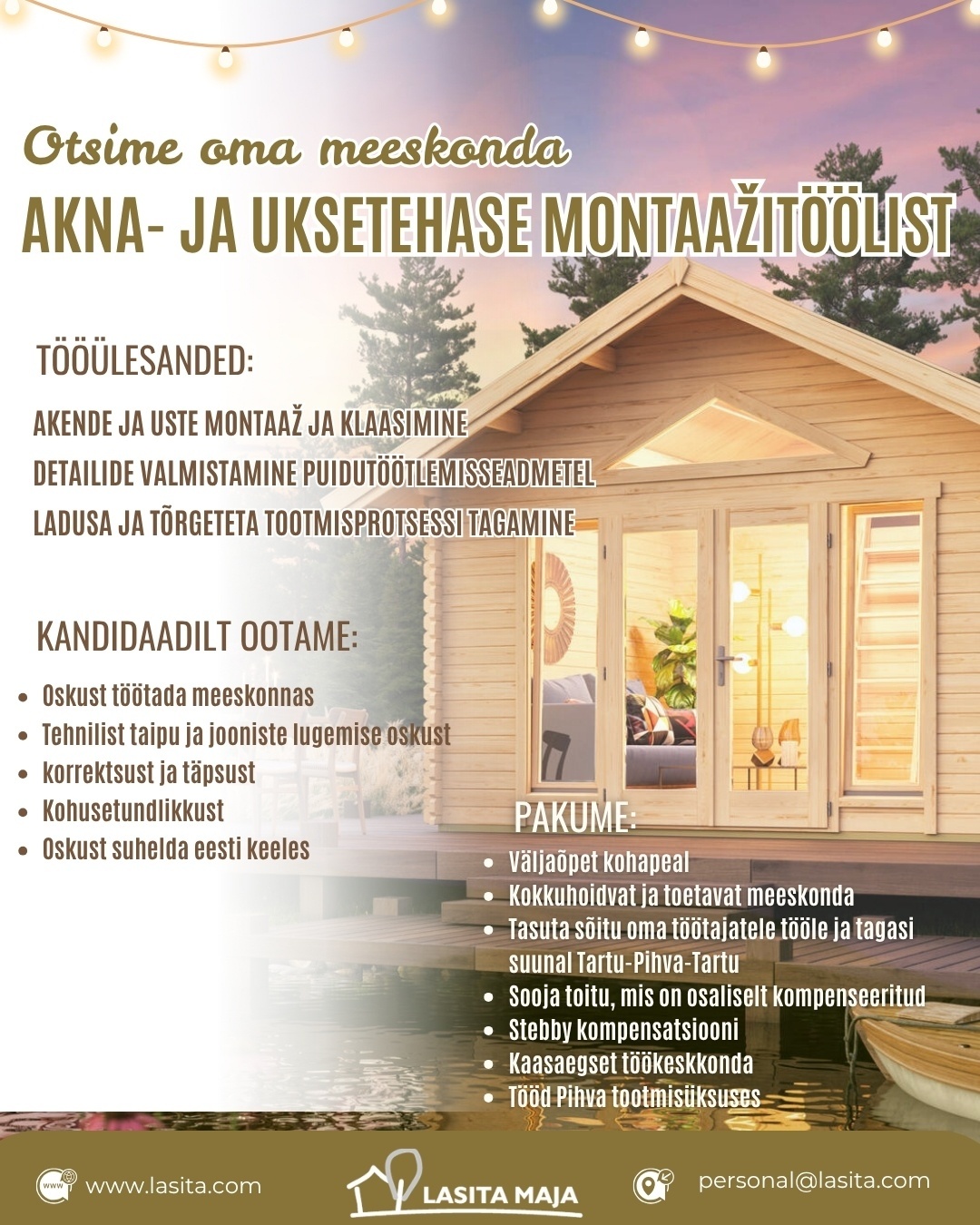 Lasita Maja OÜ Akna -ja uksetehase montaažitööline