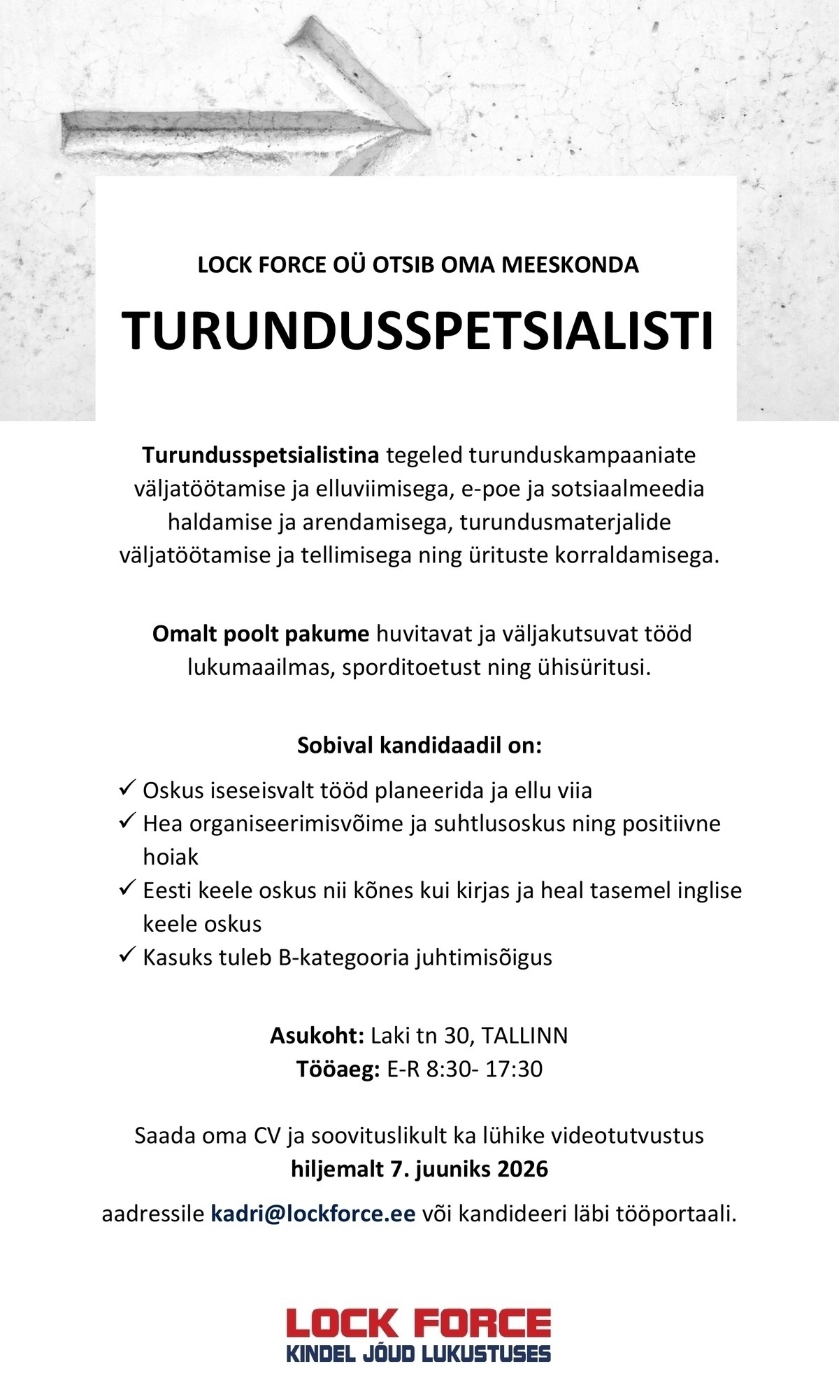 Lock Force OÜ Turundusspetsialist