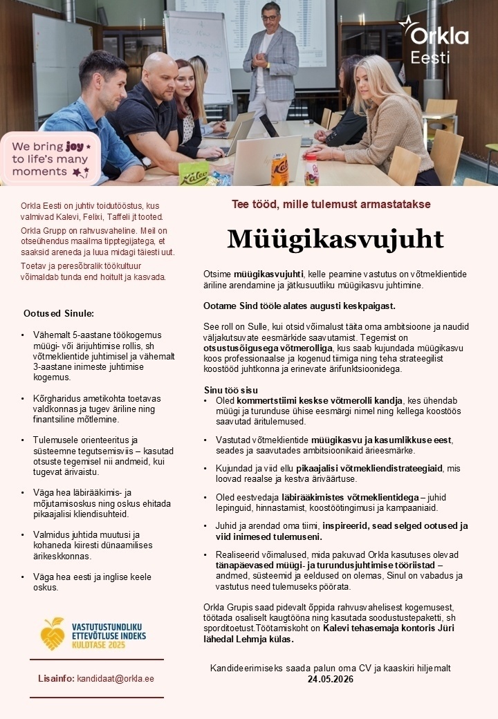 Orkla Eesti AS Müügikasvujuht