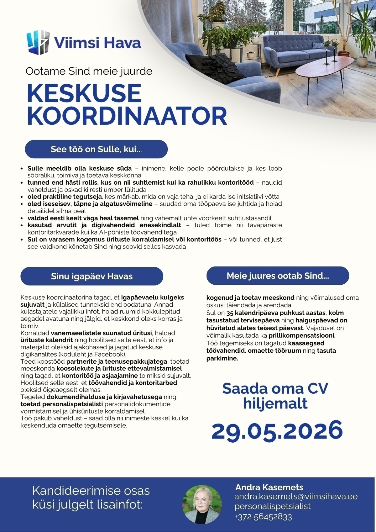 Viimsi Hoolekandekeskus Keskuse koordinaator