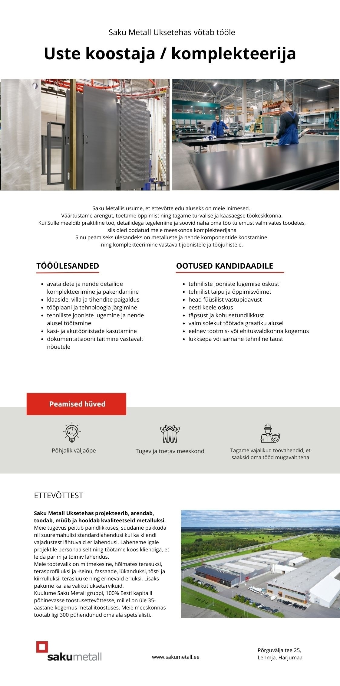 Saku Metall Uksetehas AS Uste koostaja / komplekteerija