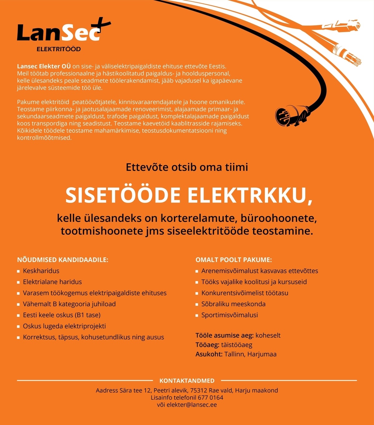 Lansec Elekter OÜ SISETÖÖDE ELEKTRIK
