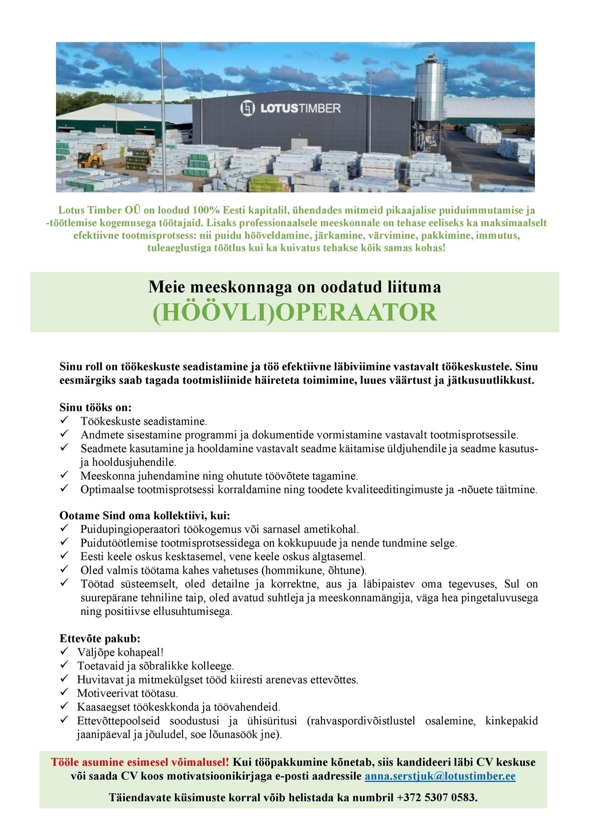 Lotus Timber OÜ (HÖÖVLI)OPERAATOR