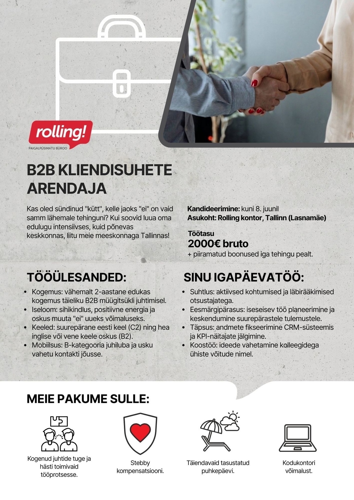 ROLLING OÜ B2B KLIENDISUHETE ARENDAJA