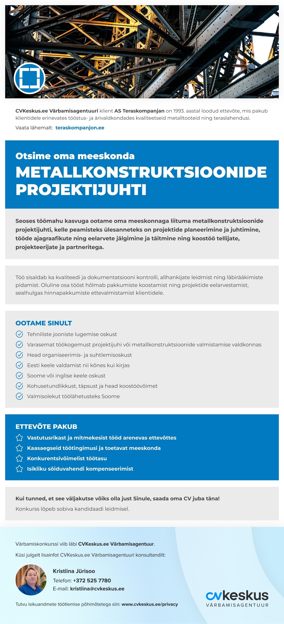 AS Teraskompanjan METALLKONSTRUKTSIOONIDE PROJEKTIJUHT