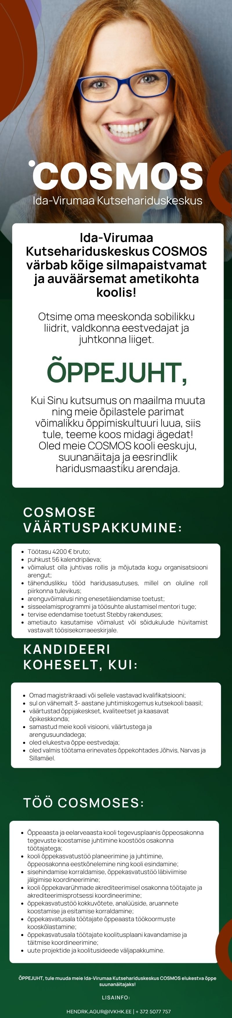 Ida-Virumaa Kutsehariduskeskus ÕPPEJUHT, Ida-Virumaa Kutsehariduskeskus COSMOS võtab Sind pardale!