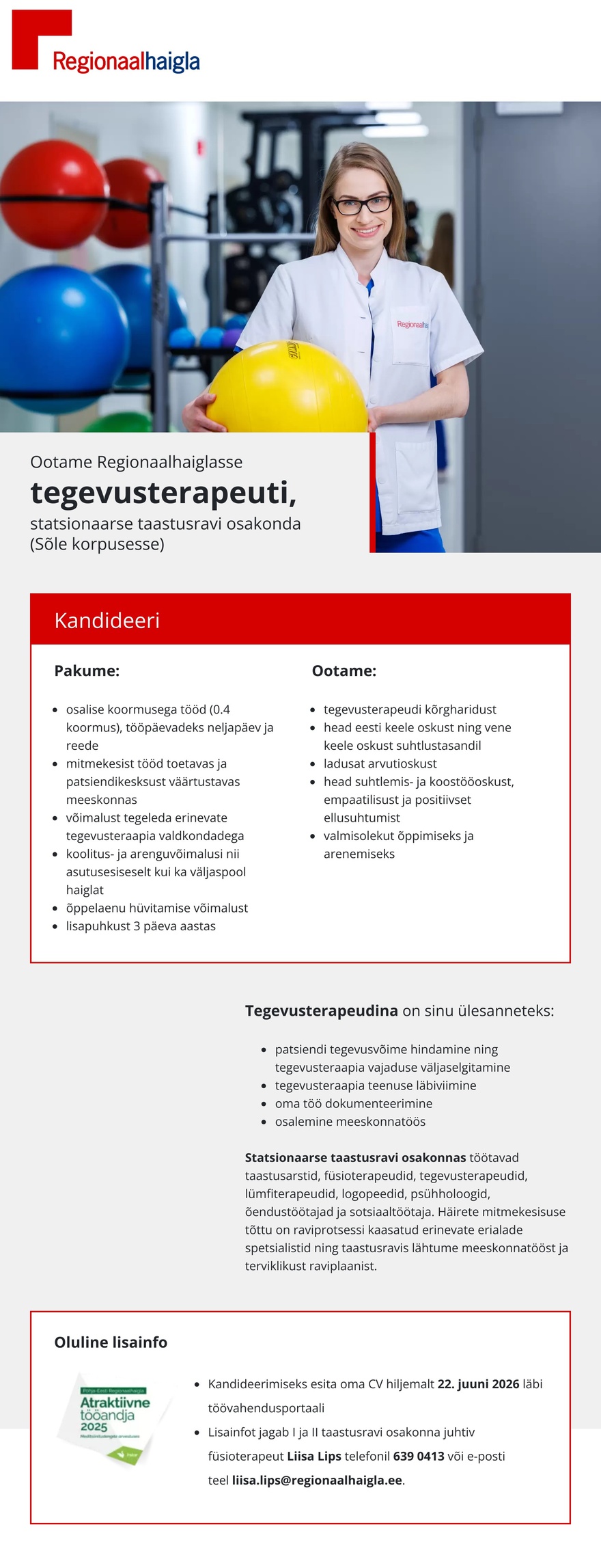 Põhja-Eesti Regionaalhaigla Tegevusterapeut