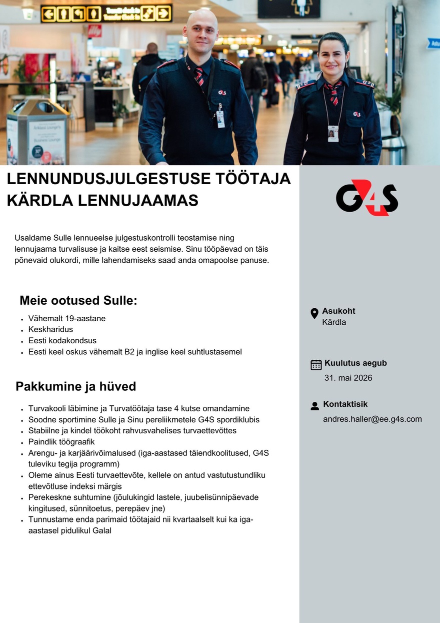 AS G4S Eesti Lennundusjulgestuse töötaja Kärdla Lennujaamas
