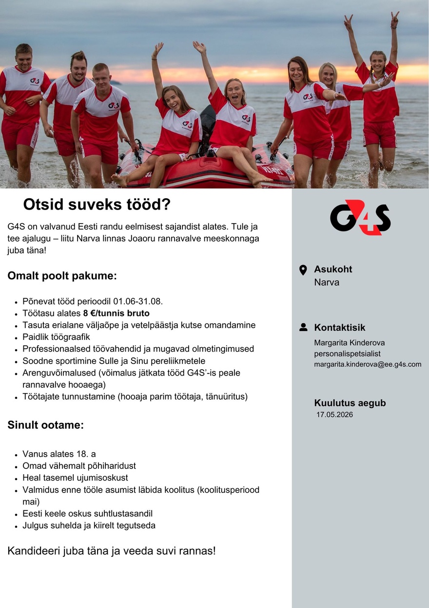 AS G4S Eesti Vetelpäästja Narva linnas Joaoru rannas
