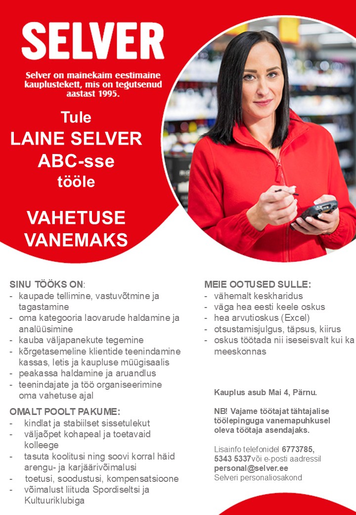 Selver Vahetuse vanem Laine Selver ABC-s