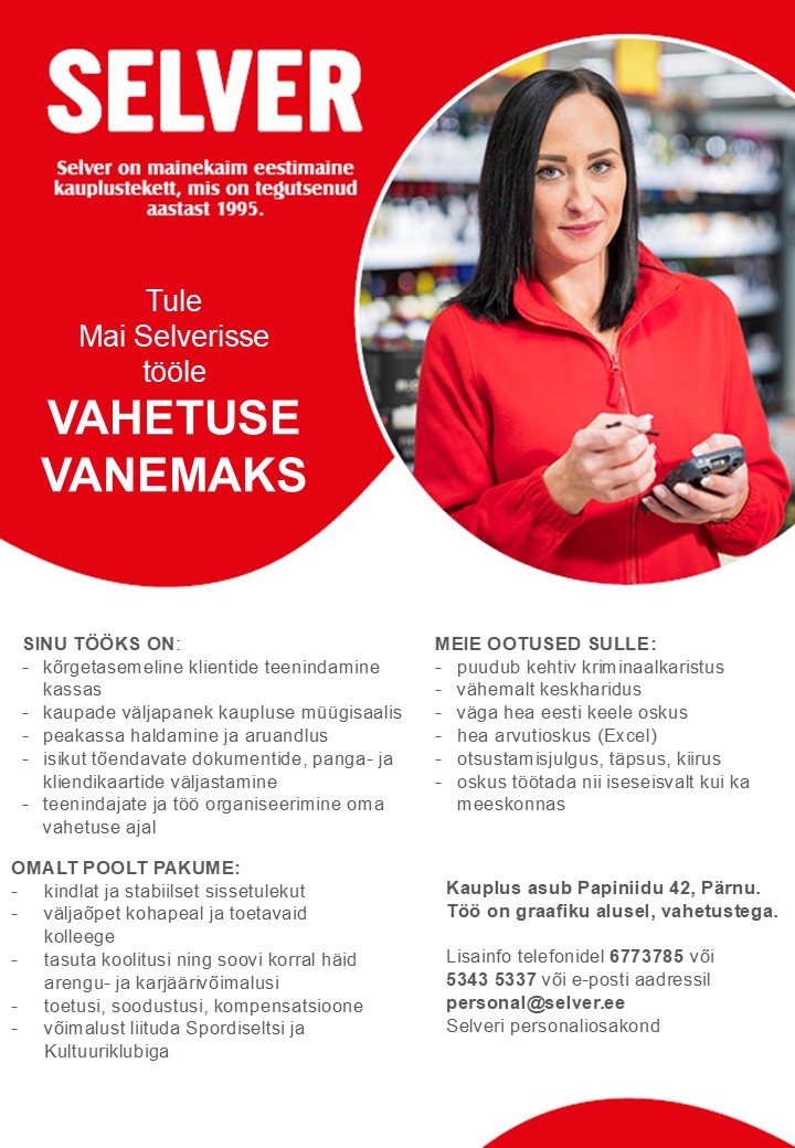 Selver Vahetuse vanem (teenindus) Mai Selveris