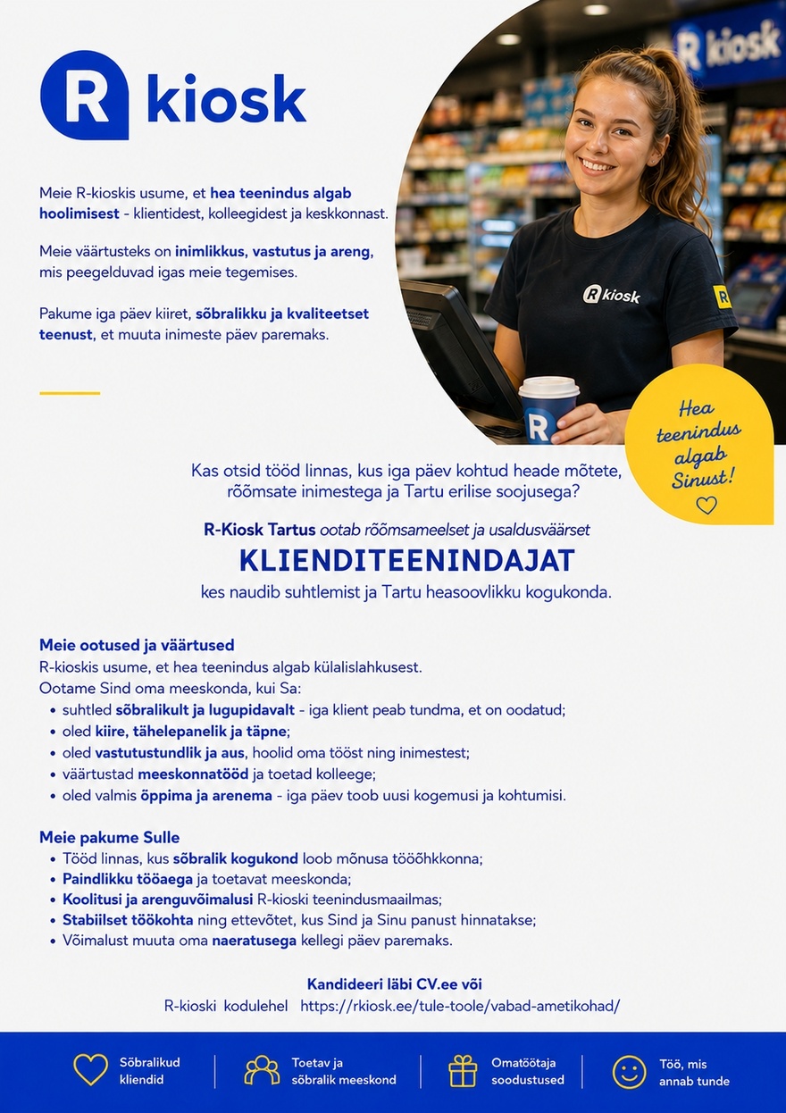 Reitan Convenience Estonia AS Klienditeenindaja Maarjamõisa R-kioskis
