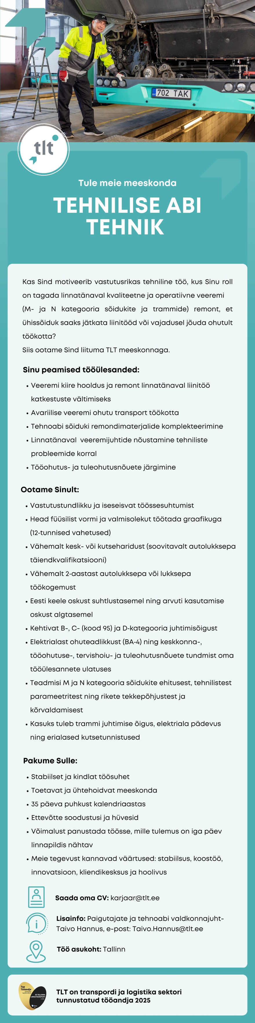 AS Tallinna Linnatransport TEHNILISE ABI TEHNIK