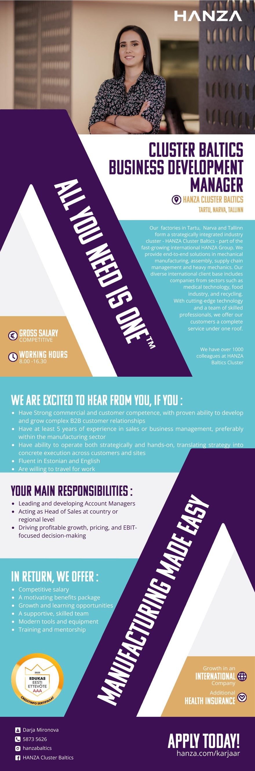 HANZA Mechanics Tallinn AS Cluster Baltics Business Development Manager