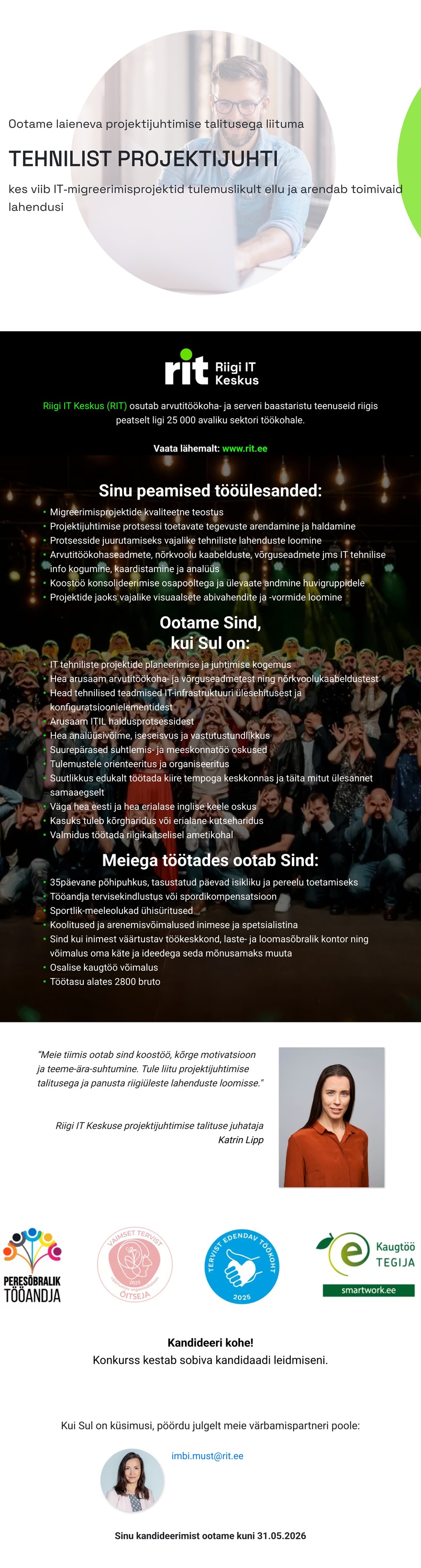 Riigi IT Keskus Tehniline projektijuht