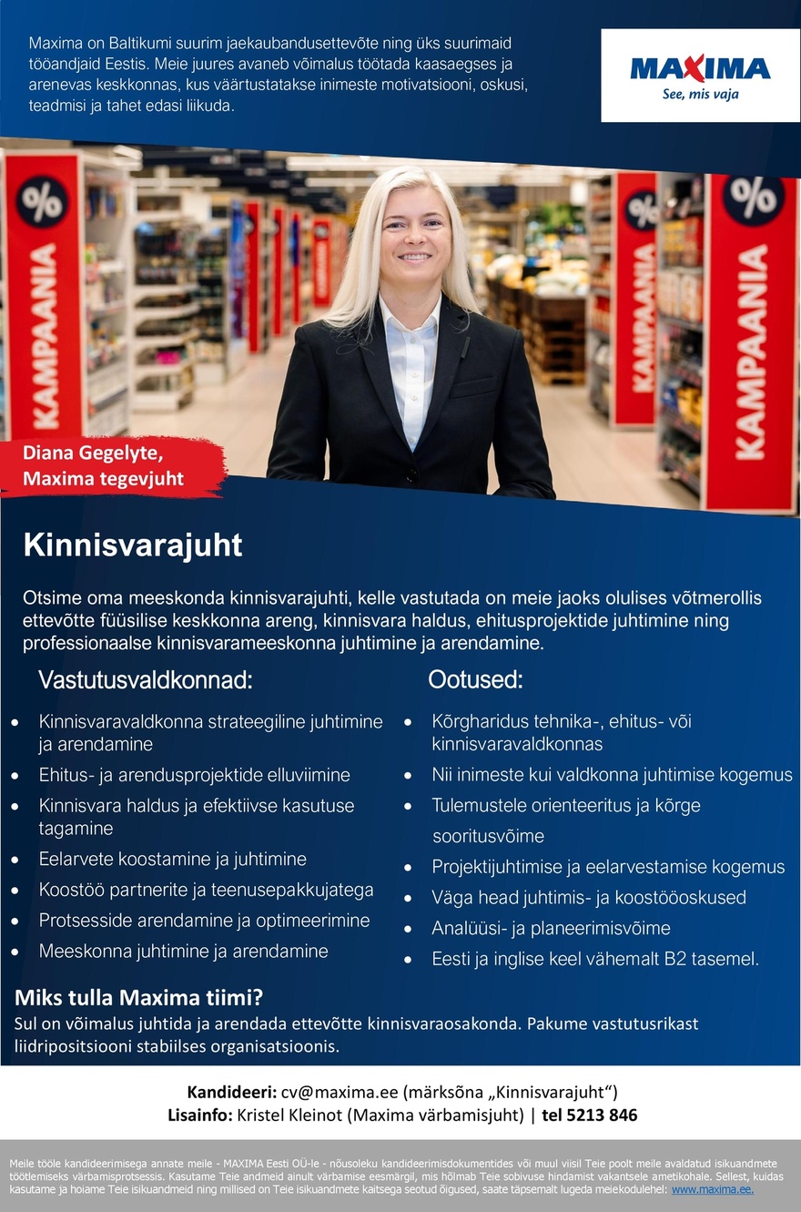 Maxima Eesti OÜ Kinnisvarajuht