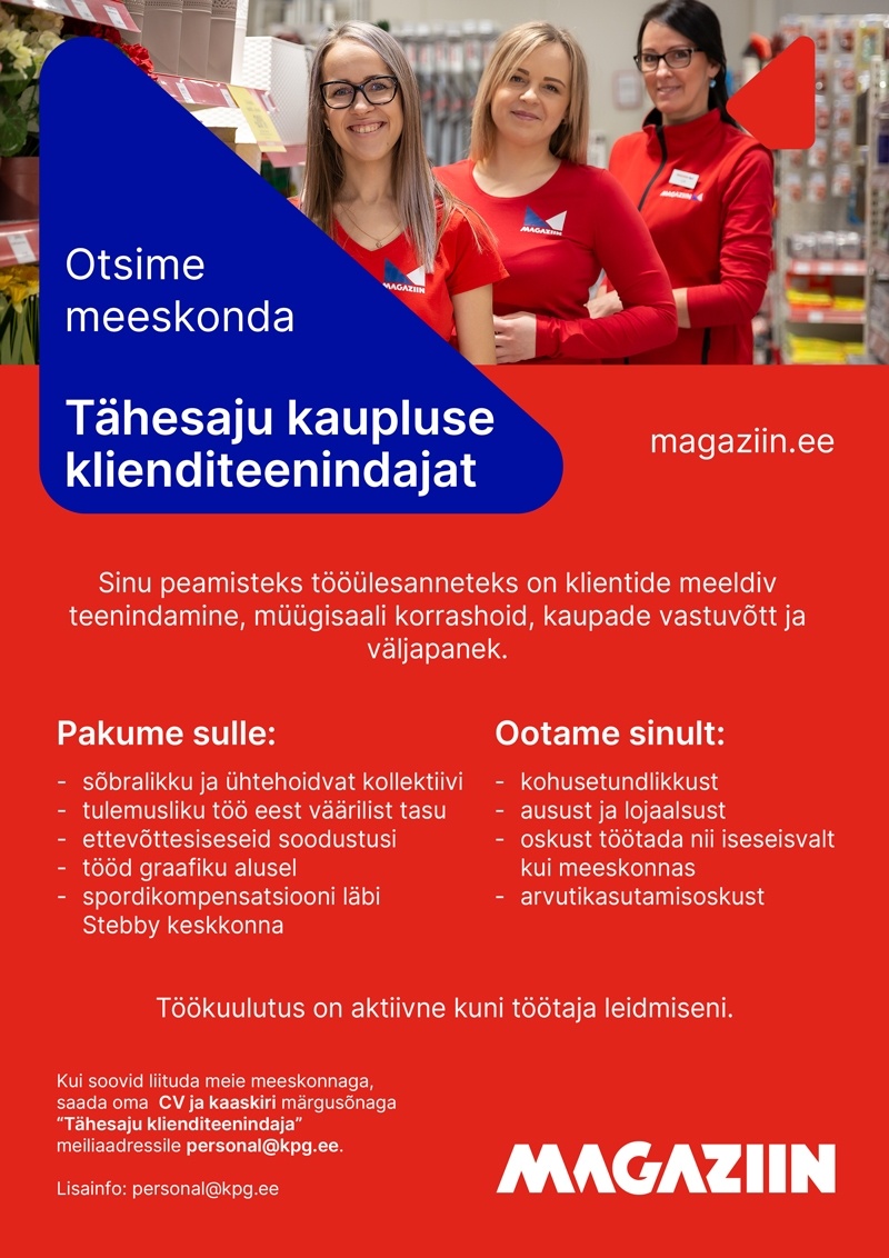 KPG Kaubanduse OÜ Tähesaju Magaziin klienditeenindaja