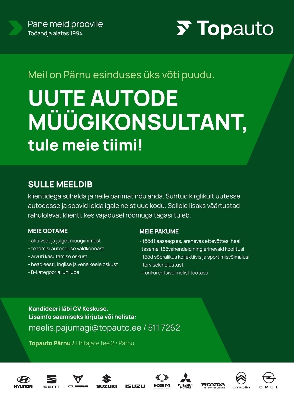 Topauto Pärnu OÜ Automüügikonsultant