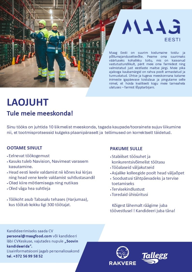 Maag Eesti AS Laojuht