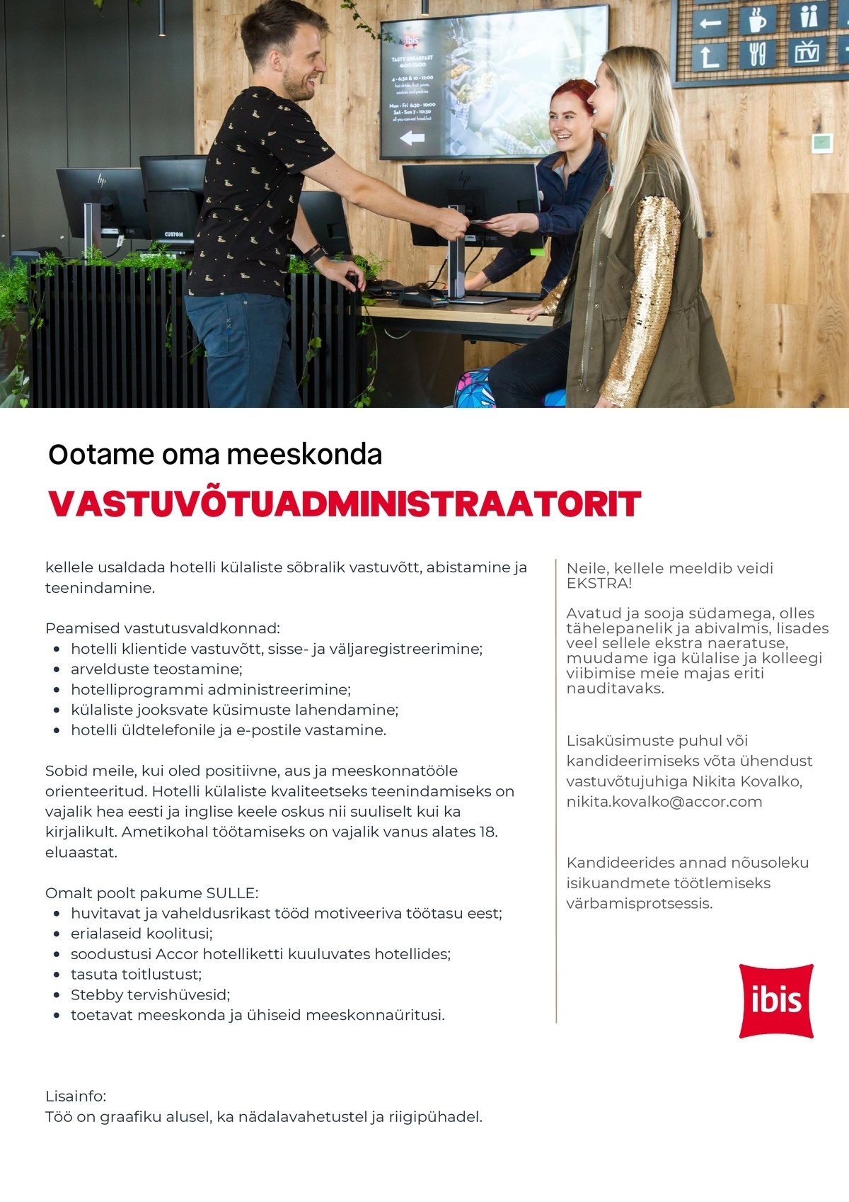 Juhkentali Hotel OÜ Vastuvõtuadministraator