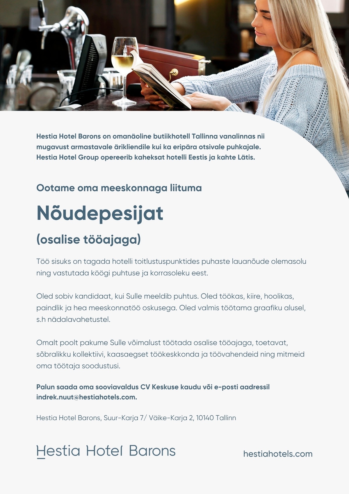 Hestia Hotel Barons Nõudepesija (osalise tööajaga)