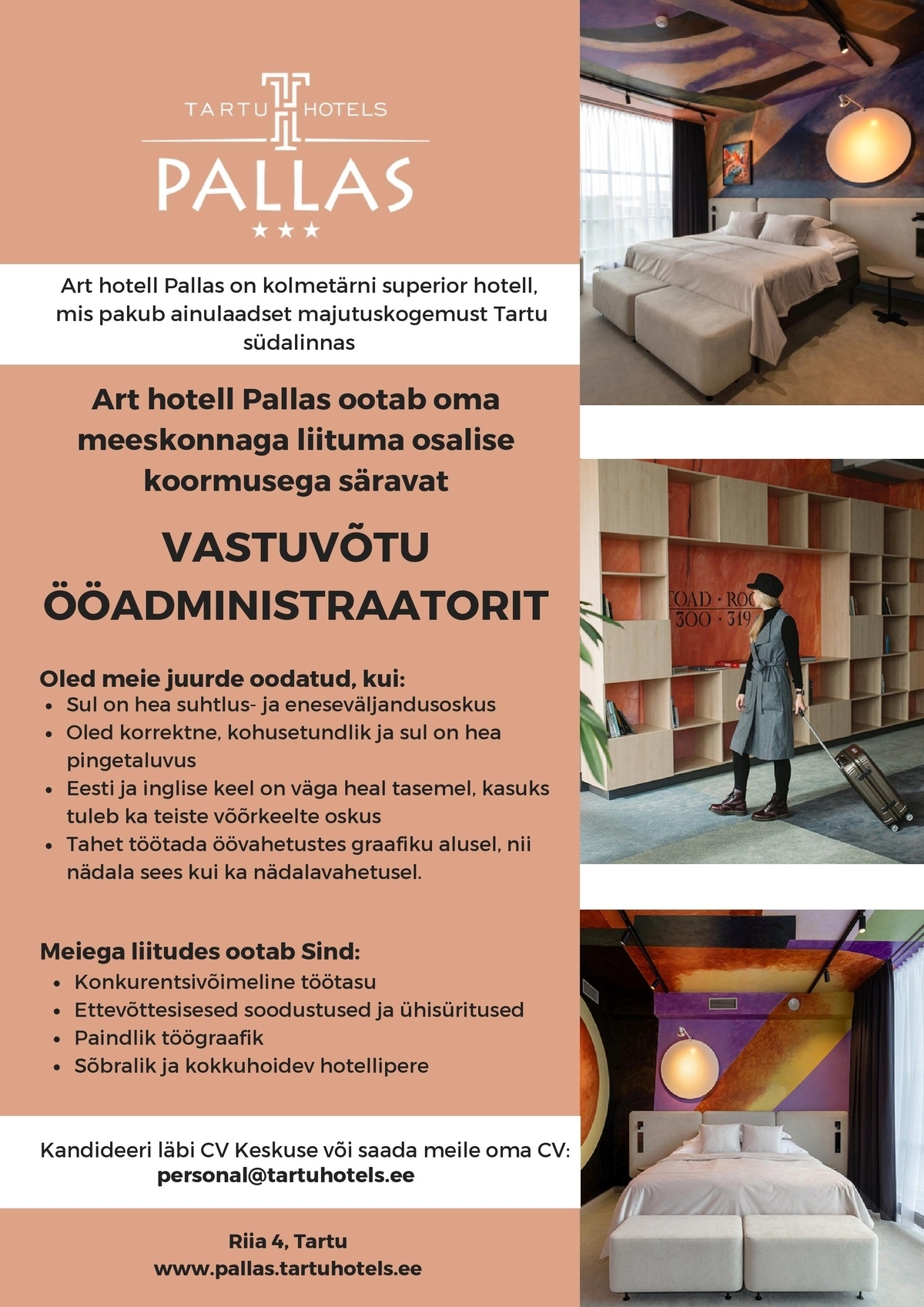 Hotell Pallas OÜ Vastuvõtu ööadministraator