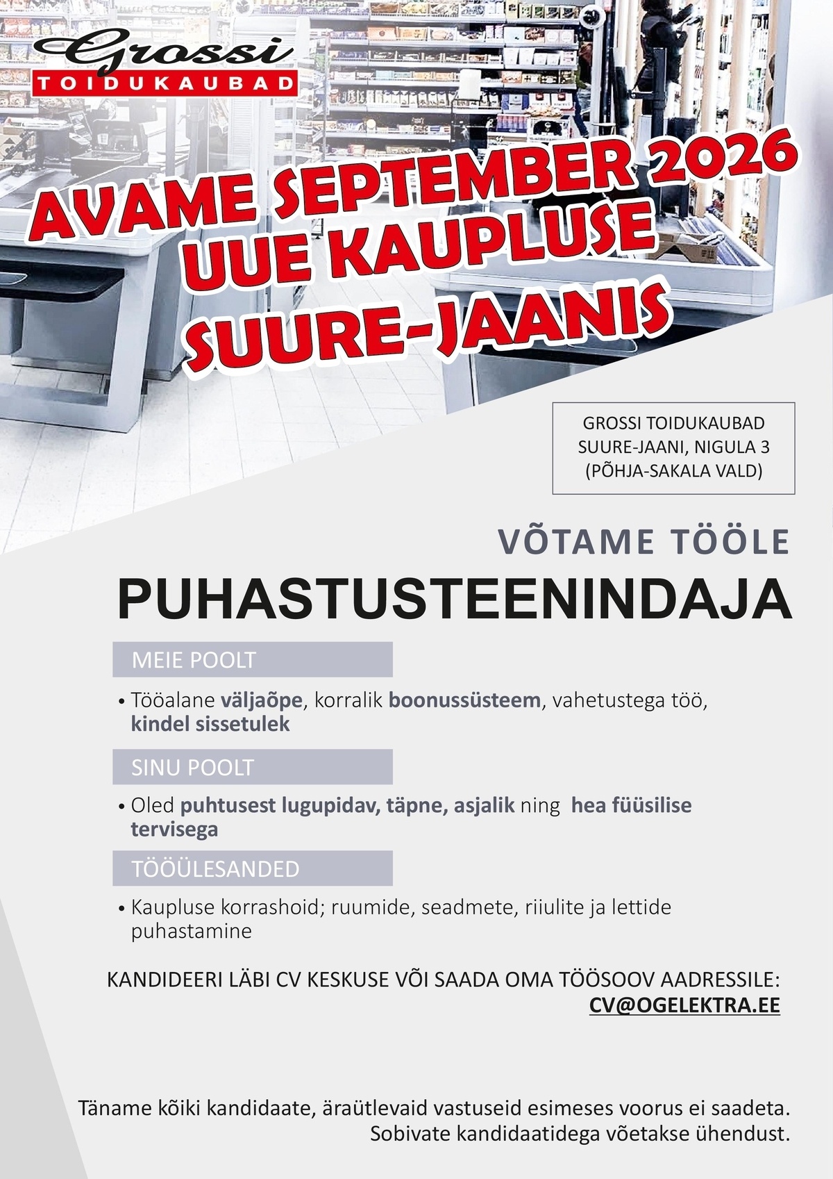 OG Elektra AS Puhastusteenindaja (UUS kauplus Suure-Jaanis)