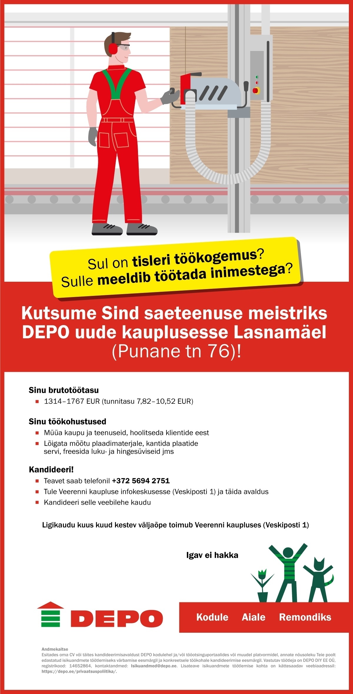 DEPO DIY EE OÜ Saeteenuse meister, Lasnamäe (Punane tn 76)