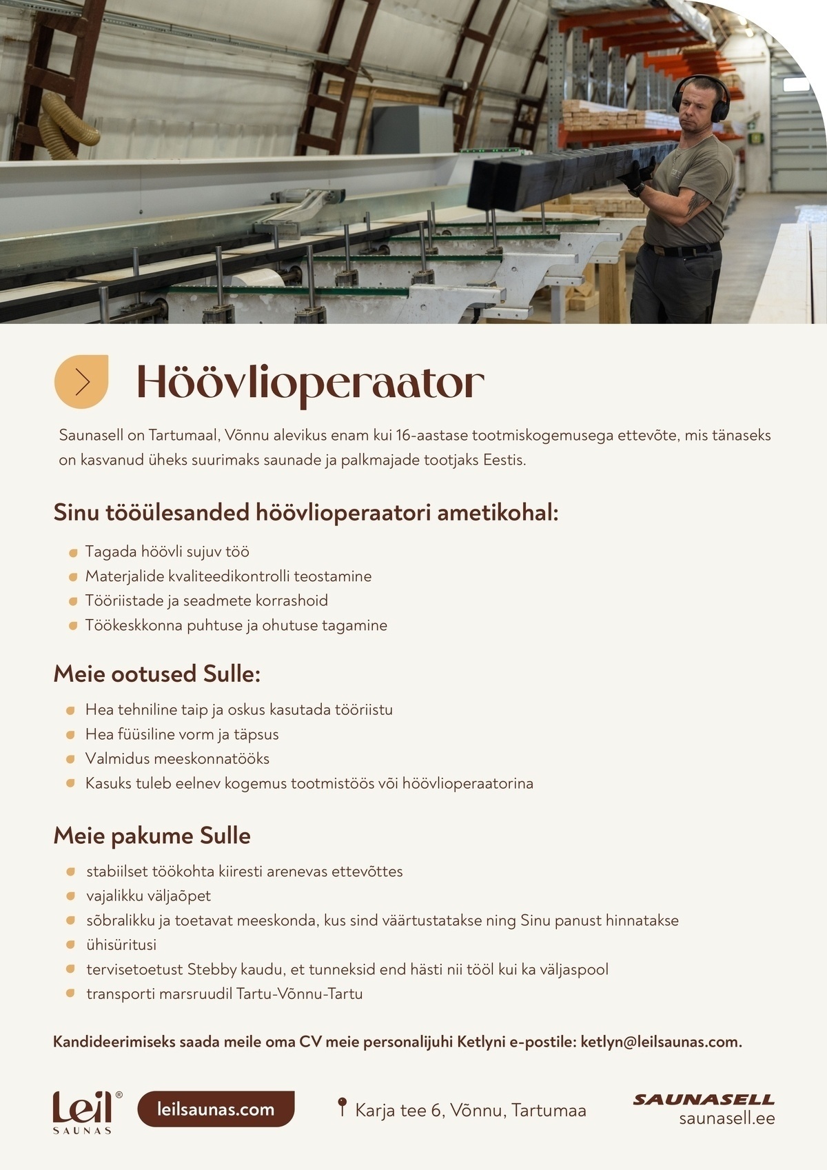 SAUNASELL OÜ Höövlioperaator