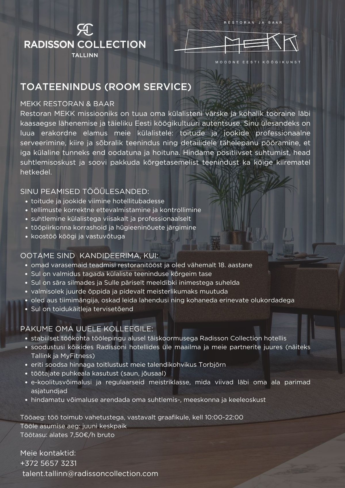 HMP Hotellid OÜ TOATEENINDUS (ROOM SERVICE)