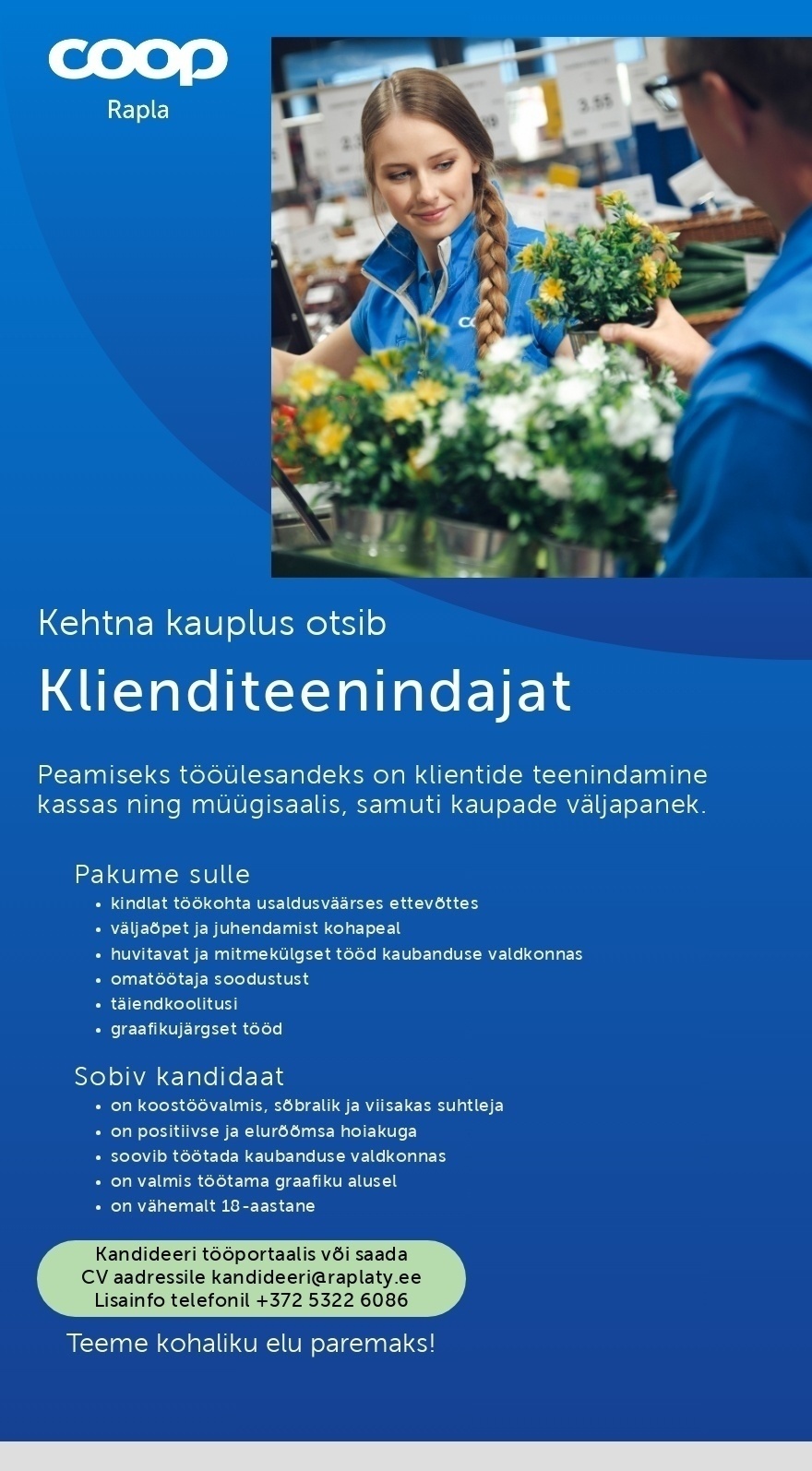 Rapla Tarbijate Ühistu Klienditeenindaja Coop Kehtna kaupluses (Coop Rapla)