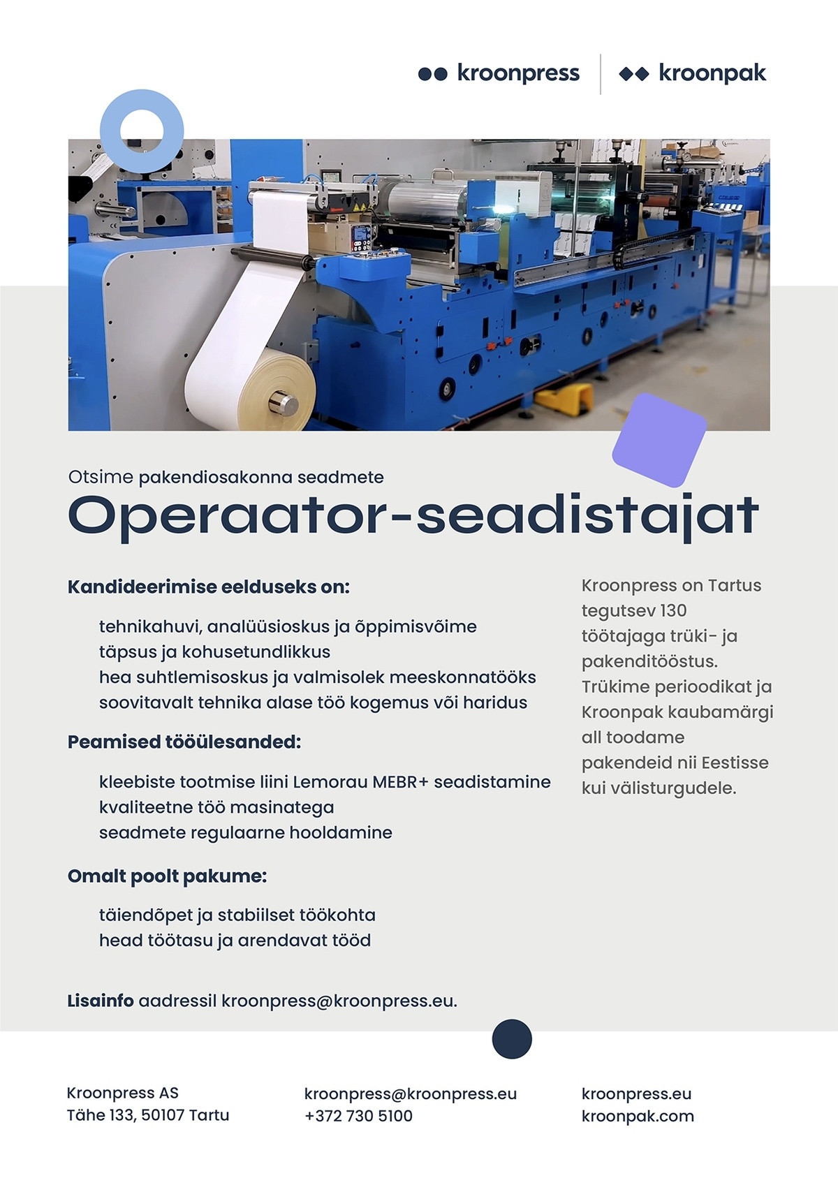 Kroonpress AS Operaator-seadistaja