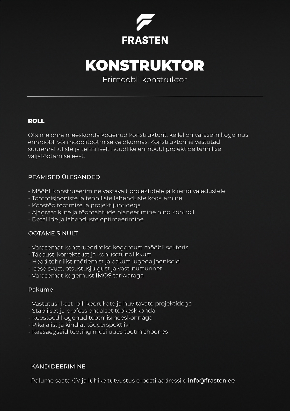 Frasten Northcraft OÜ Konstruktor