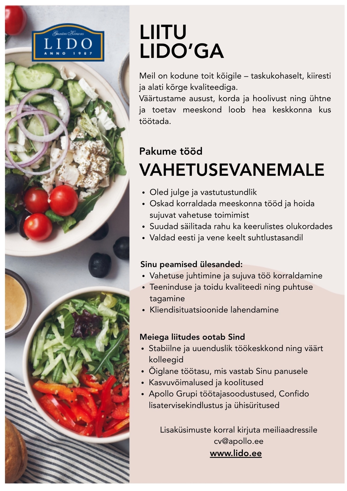 Lido Eesti OÜ LIDO Mustamäe otsib oma tiimi VAHETUSEVANEMAT!