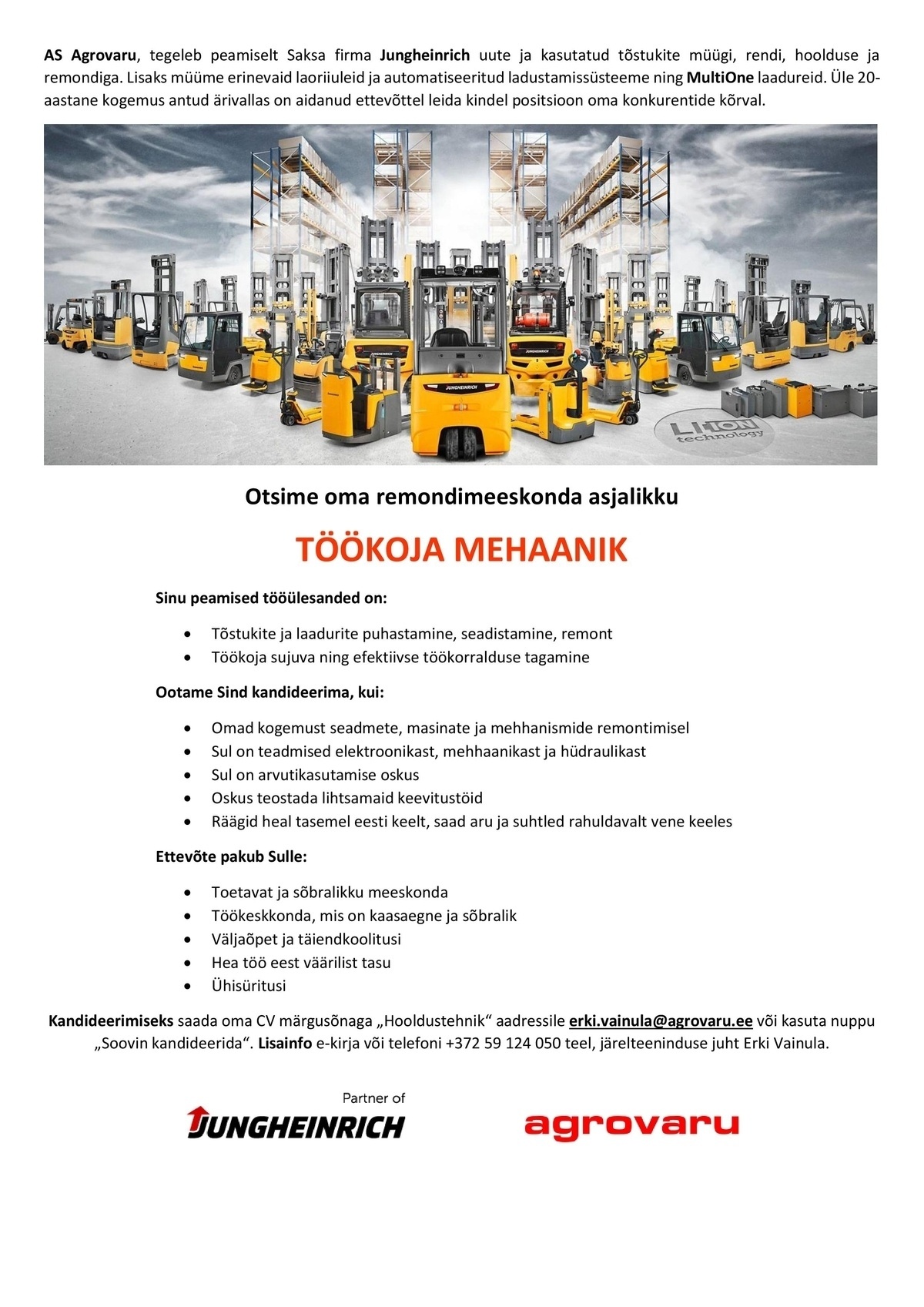 Agrovaru AS TÖÖKOJA MEHAANIK